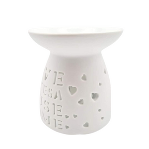 White Ceramic ‘Love‘ Cut Out  Wax Melter / Burner